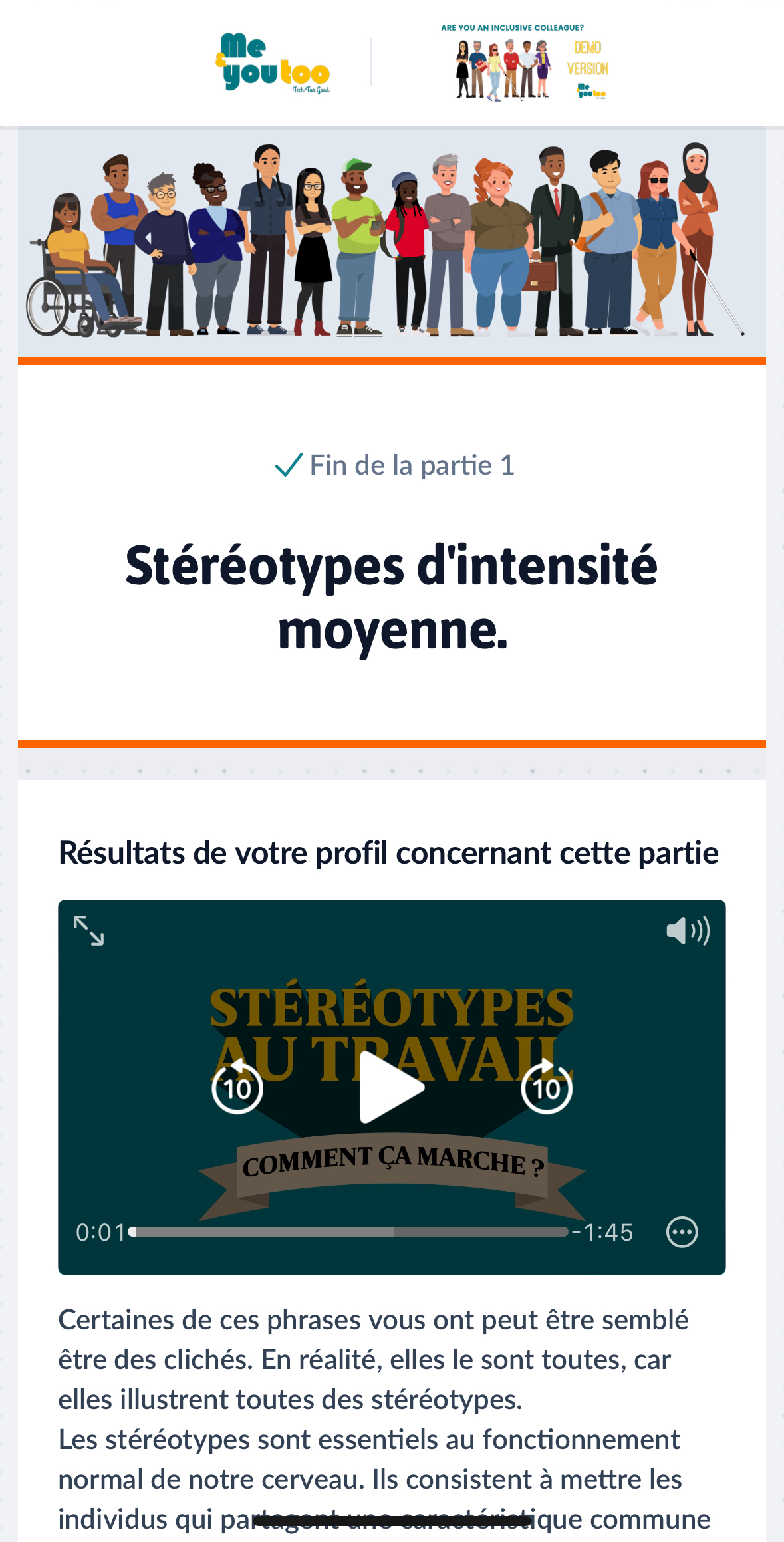 Restitution d’un profil comportemental avec vidéo